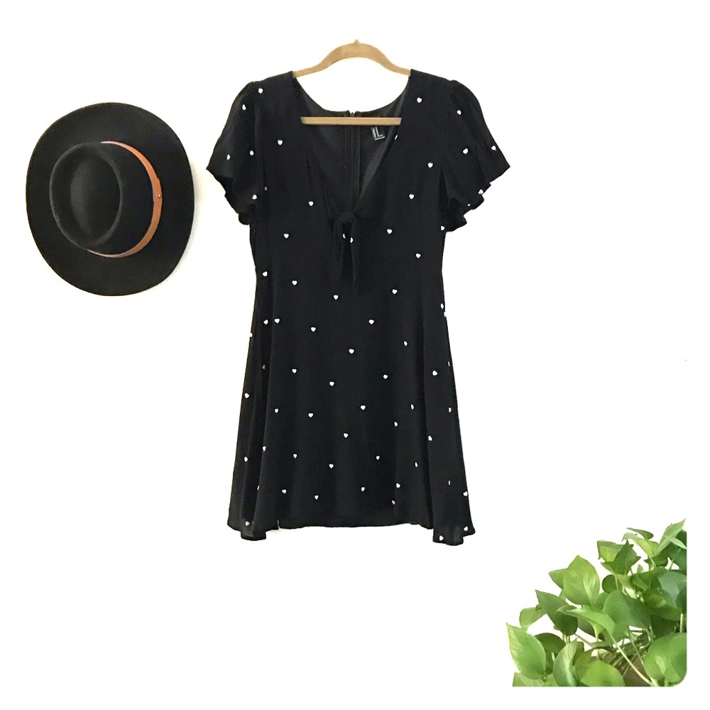 Black flutter sleeve mini dress